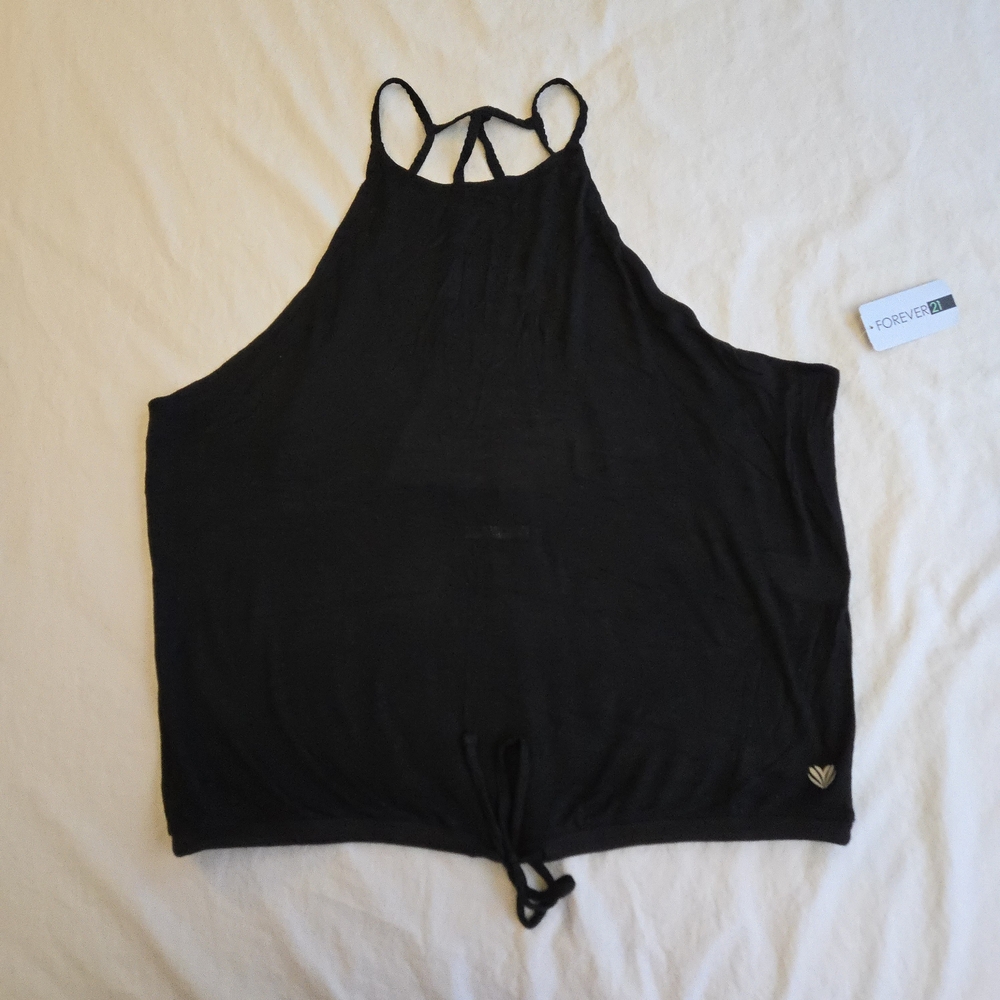 Forever 21 Athletic Black Flowy Strappy Back Tank Top EB2